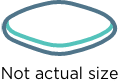 Icon of pill with text stating not actual size