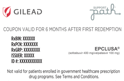 EPCLUSA® (sofosbuvir 400 mg/velpatasvir 100 mg) co-pay coupon card icon